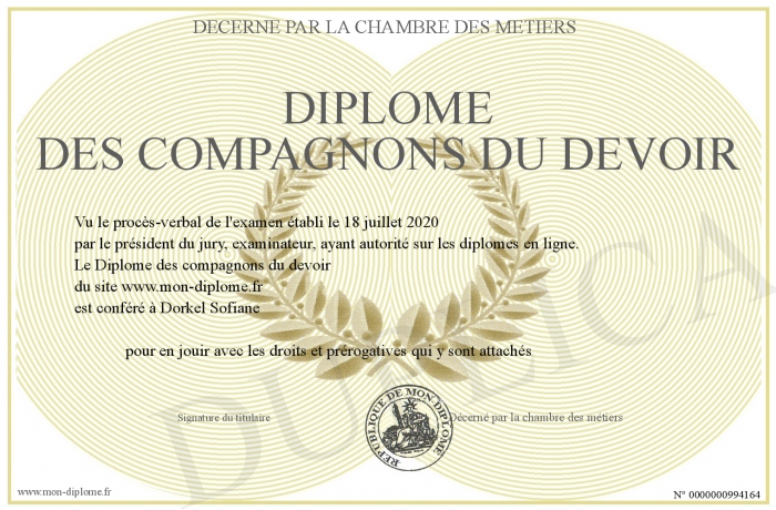 Services - 20 diplome des compagnons du devoir - Fer & Flamme